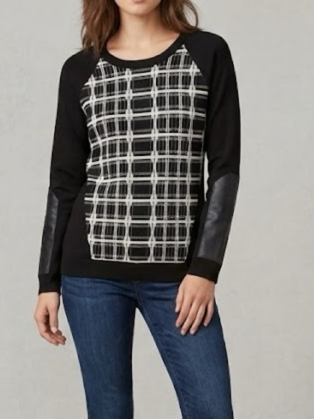 Nanette Lepore Black & White Knit Pullover Sweater Medium